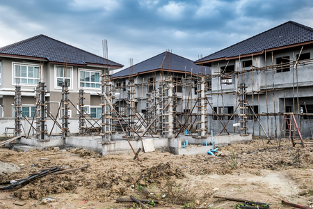 construction residential new house in progress at building siteの写真素材