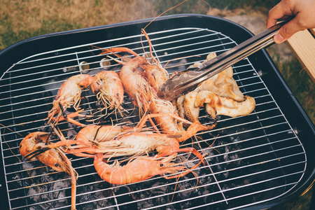 Grilled river shrimpsの写真素材