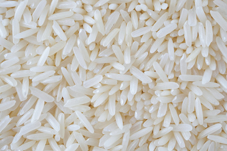 Thailand Jasmine rice grains texture background close upの写真素材