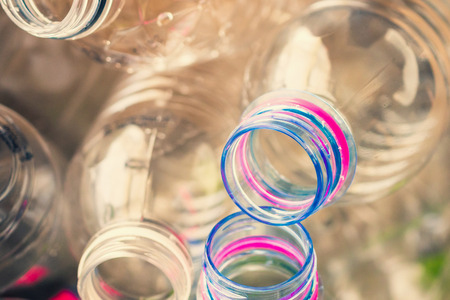 plastic bottles recycling background conceptの写真素材