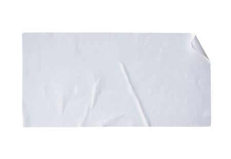 white paper sticker label isolated on white backgroundの写真素材