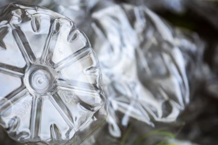 recycling sign on polyethylene terephthalate plastic bottleの写真素材