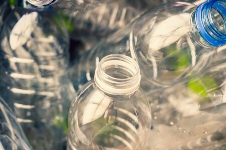 plastic bottles recycling background conceptの写真素材