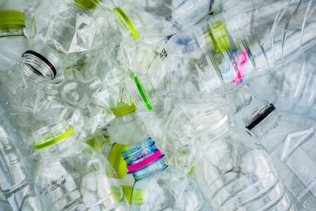 plastic bottles recycling background conceptの写真素材