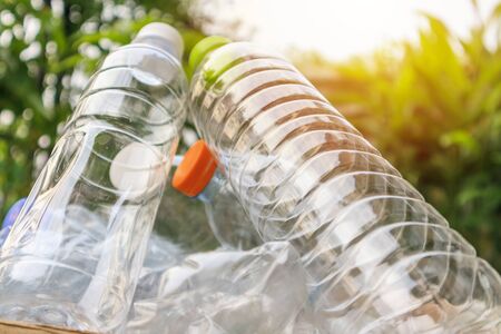 plastic bottles for recycling background conceptの写真素材