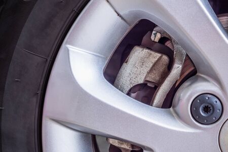 Car wheels with disc brakeの写真素材