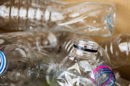 plastic bottles recycling background conceptの写真素材