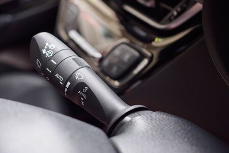 car windshield rain wiper control switch close up