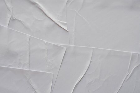 Blank white crumpled and creased sticker paper poster texture background