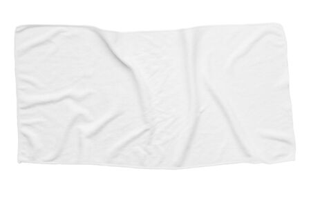 White beach towel isolated white backgroundの写真素材