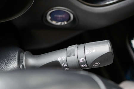 Car light control switch close up