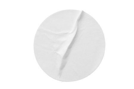 Blank white round paper sticker label isolated on white backgroundの写真素材