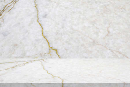 white marble table with natural wall texture background for mockup product display templateの写真素材