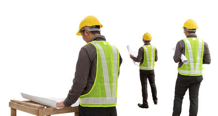 Asian man construction engineer isolated on white background