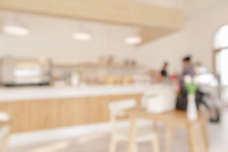 Coffee shop or cafe restaurant interior blurの写真素材