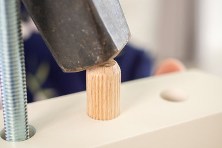 Man assembling furniture at home