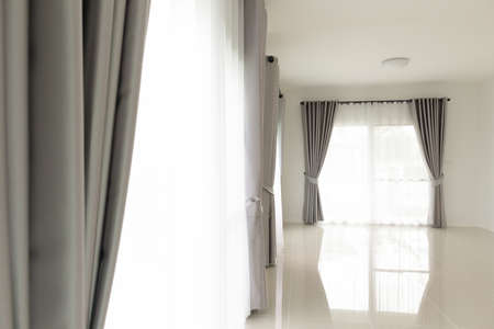 Curtain window interior decoration in living roomの写真素材