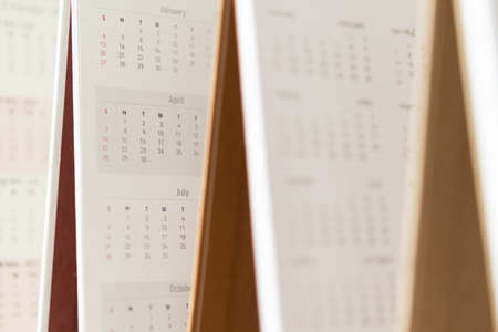 Close up calendar page dates and month background business planning appointment meeting conceptの写真素材