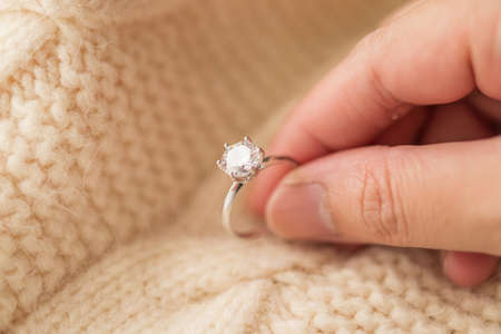 hand hold beautiful jewelry diamond ring