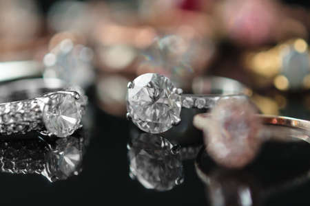 Beautiful diamond rings jewelry backgroundの写真素材