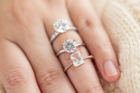 Female hand with beautiful jewelry diamond ring