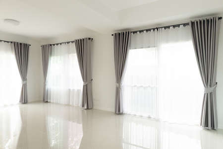 Curtain window interior decoration in living roomの写真素材