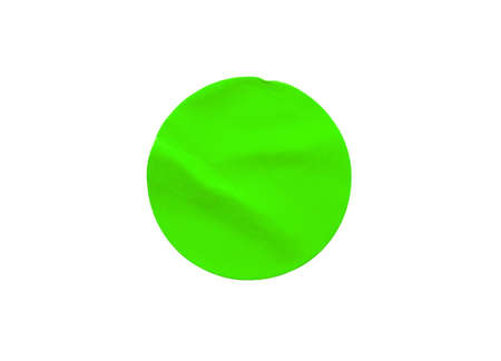 Green round paper sticker label isolated on white backgroundの写真素材