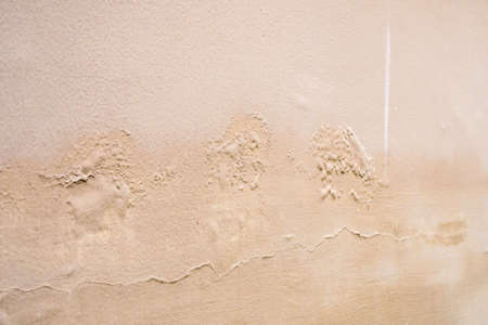 Brown wall damp damaged with peeling paintの写真素材