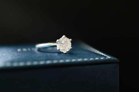 wedding diamond ring on jewelry box