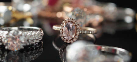 Beautiful diamond rings jewelry backgroundの写真素材