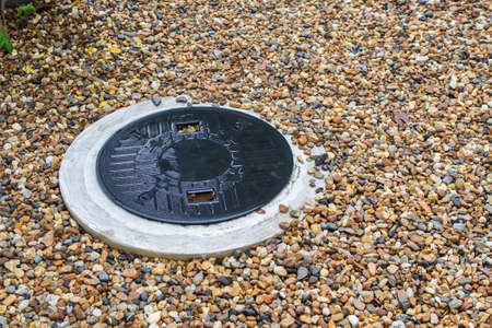 Septic tank cover underground waste treatment systemの写真素材