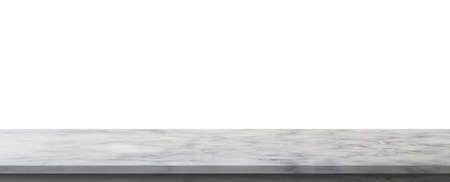 white marble stone table top isolated on white background for product display