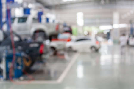 car service centre auto repair workshop blurred backgroundの写真素材