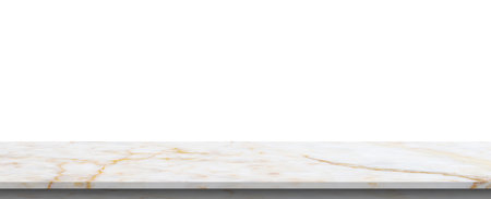 white marble stone table top isolated on white background for product displayの写真素材
