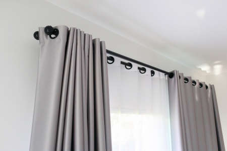 Curtain window interior decoration in living roomの写真素材