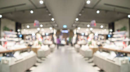 Abstract blur clothing boutique display interior of shopping mall backgroundの写真素材