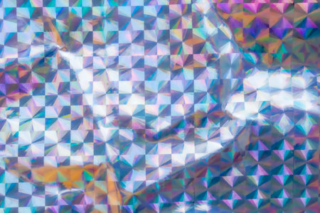 Holographic rainbow foil iridescent texture abstract hologram backgroundの写真素材