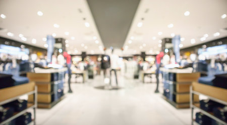 Abstract blur clothing boutique display interior of shopping mall backgroundの写真素材