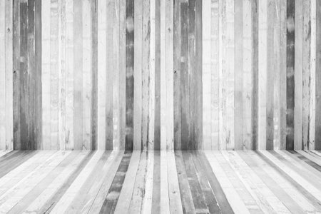 empty wooden planks wall perspective floor room interior backgroundの写真素材