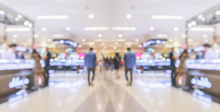 Abstract blur modern shopping mall interior backgroundの写真素材