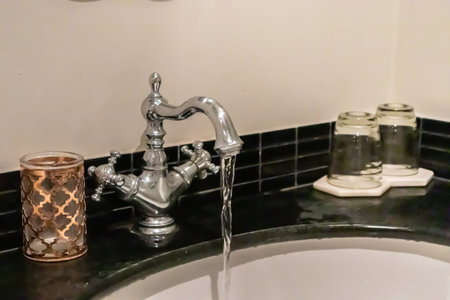 Luxury vintage faucet in the bathroomの写真素材