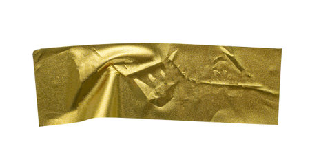 Gold glitter tape strip sticker isolated on white backgroundの写真素材