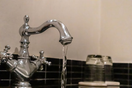 Luxury vintage faucet in the bathroomの写真素材