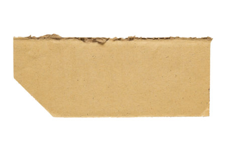 Brown Cardboard paper piece isolated on white backgroundの写真素材