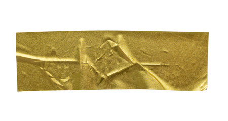Gold glitter tape strip sticker isolated on white backgroundの写真素材