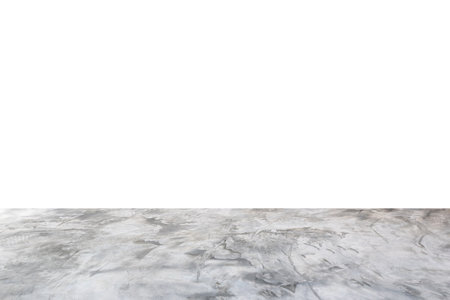 Empty gray concrete floor isolated on white backgroundの写真素材