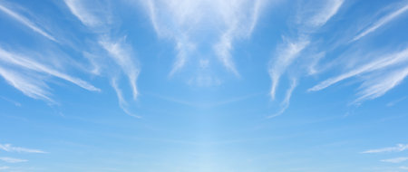 beautiful blue sky with clouds panorama backgroundの写真素材