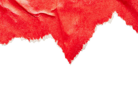 Red ripped paper torn edges strips isolated on white background