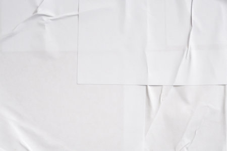 White blank crumpled and creased paper poster texture background