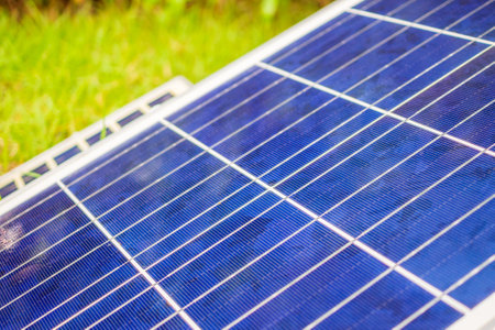 solar panel in the house gardenの写真素材